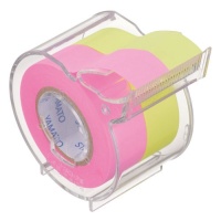 Memoc Roll Tape EXTRA Sticky (Self-Stick Paper Tape) Fluorescent color with dispenser/cutter
