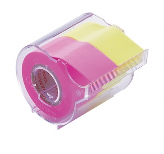 Memoc Roll Tape (Self-Stick Paper Tape) Fluorescent color  25mm width with dispenser (contained two rolls)